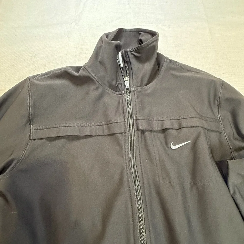 Nike Dri Fit Black Full Zip Athletic‎ Jacket Lightweight Breathable Size M
